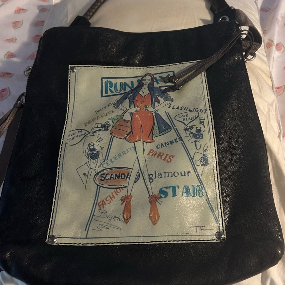 Brighton Black and White Fashion Illustration Shoulder Bag